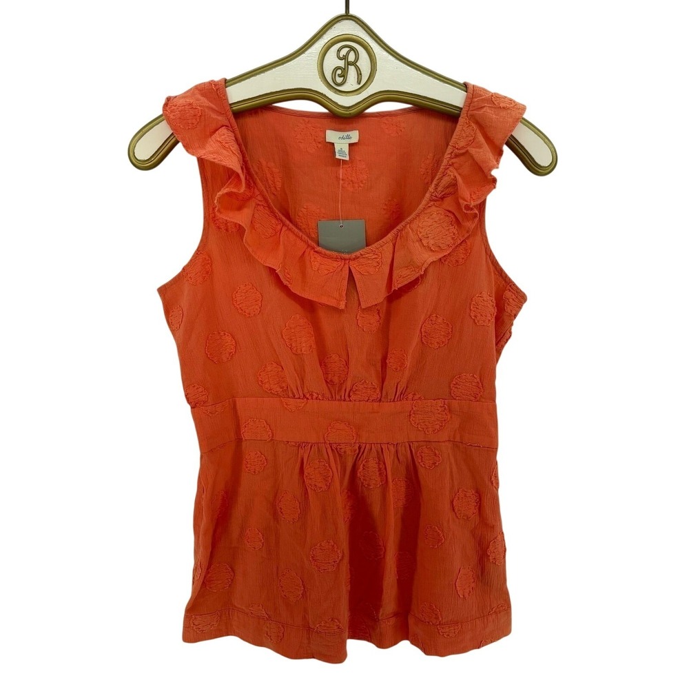 Odille Anthropologie Coral Blouse Bohemian Boho Casual Ruffle Spring size 6